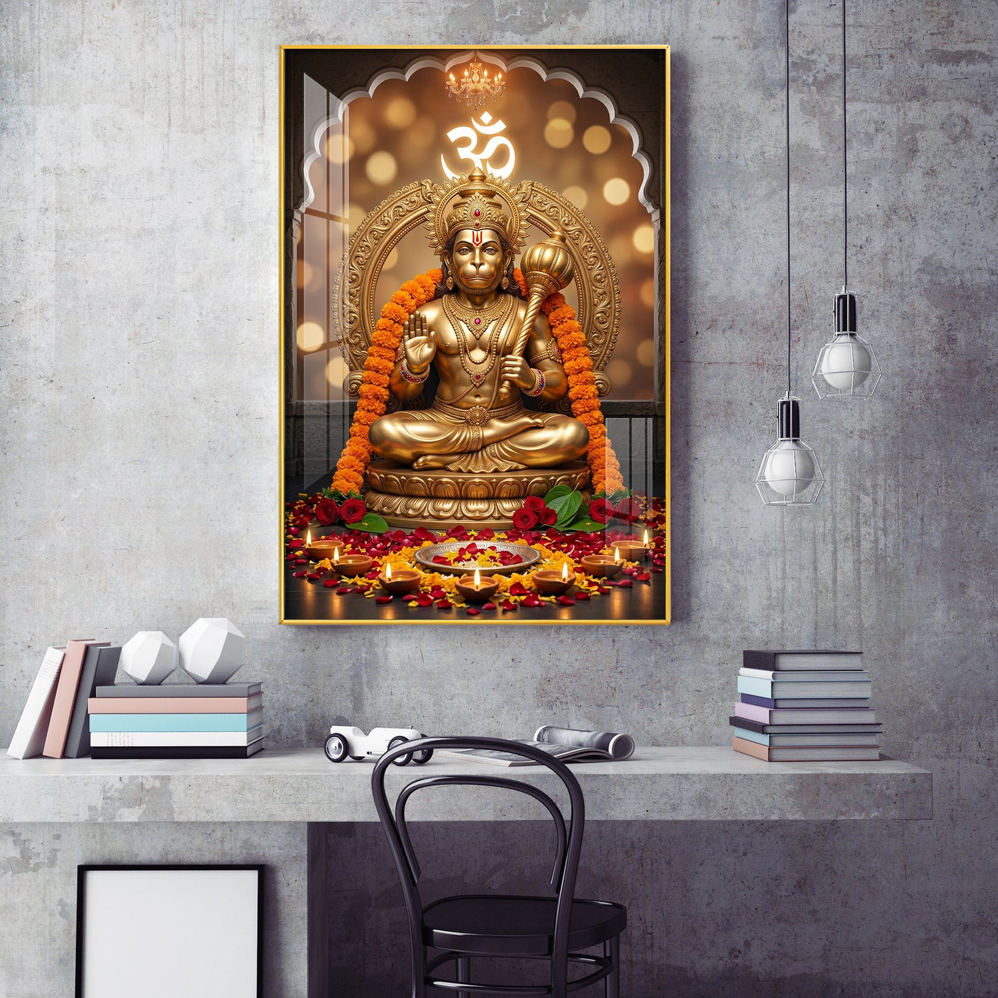 Samriddhi Hanuman Ji Glass Finish Vertical Wall Art