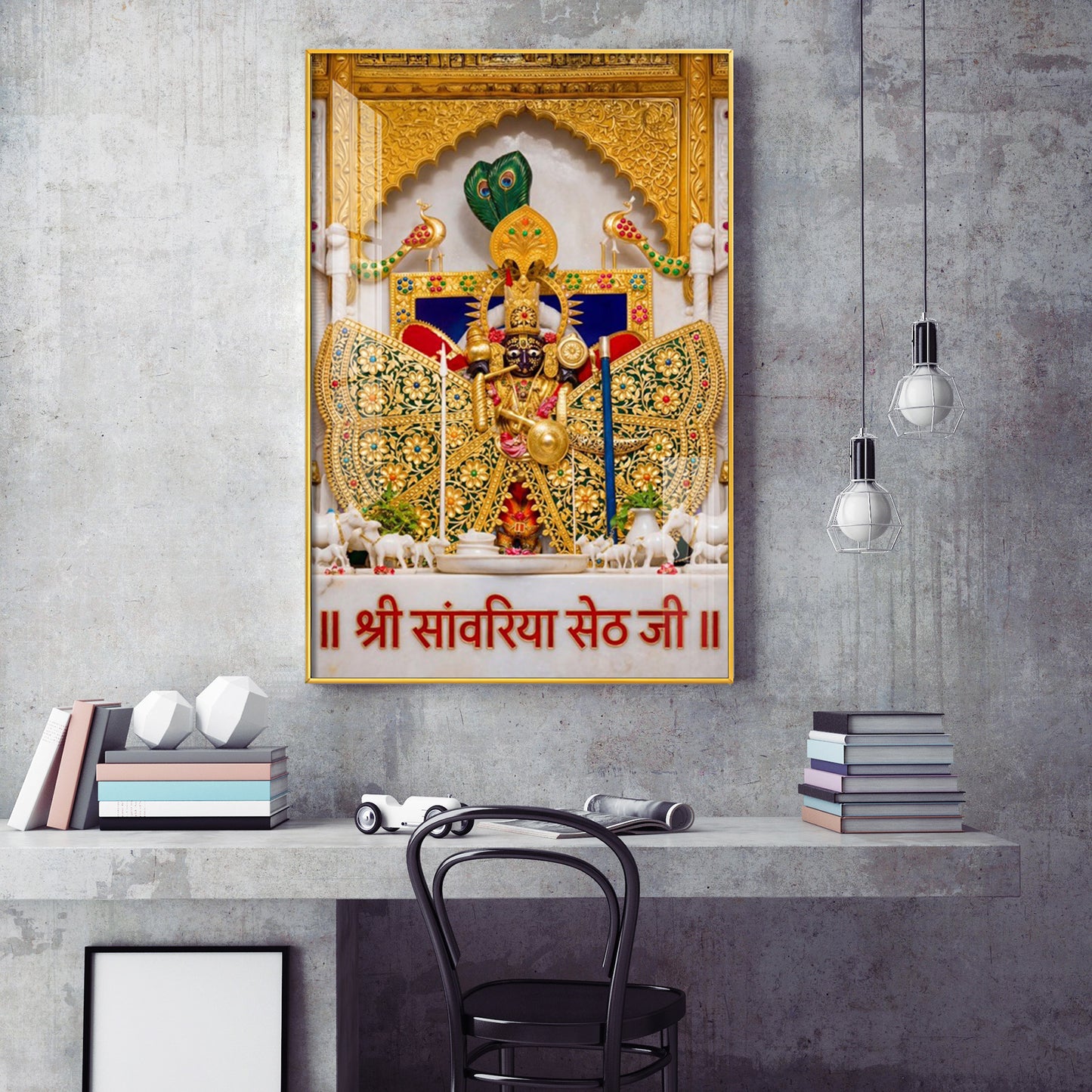 Shree Sanwaria Seth Glass Finish Vertical Wall Art