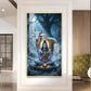 Meditating Lord Shiv With Nandi Glass Finish Vertical Wall Art