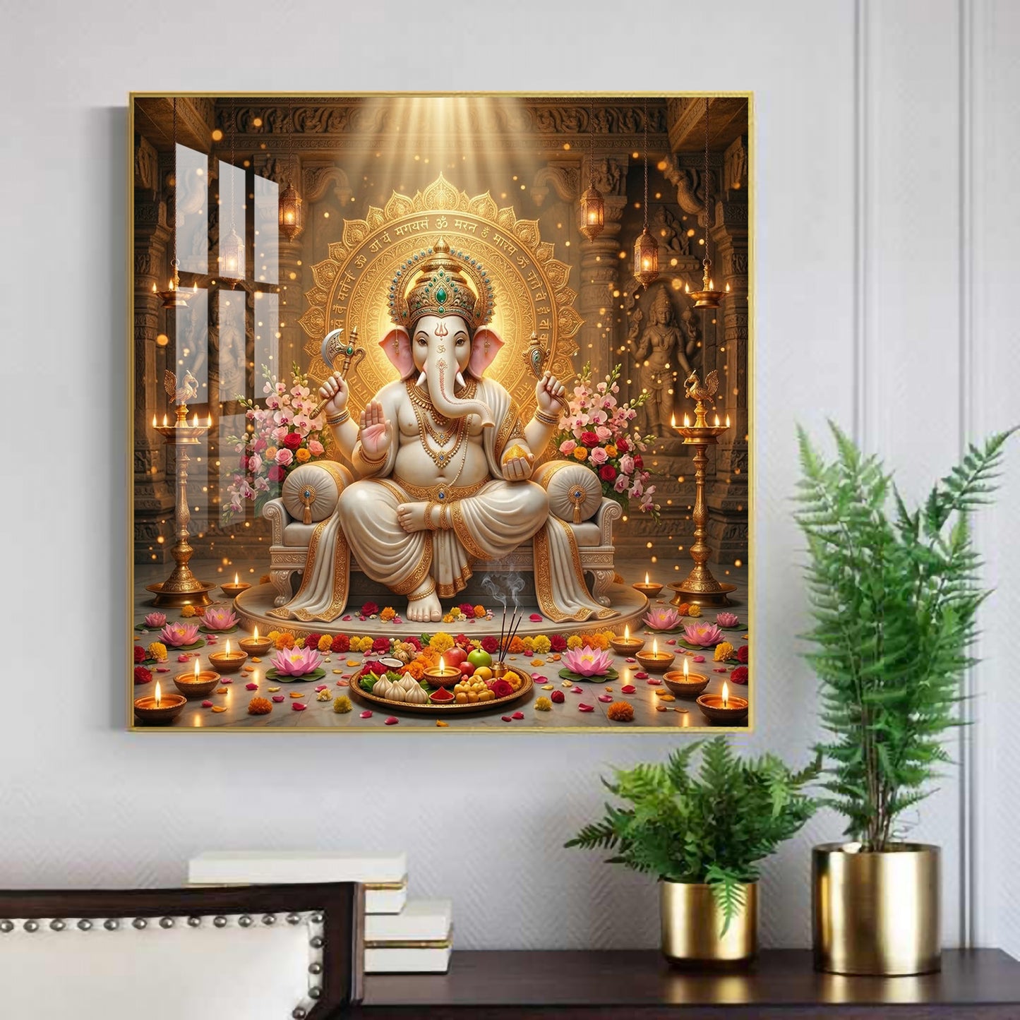 Ganapathi Ji Glass Finish Square Wall Art