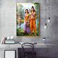 Lord Ram Siya With Lakshman Glass Finish Vertical Wall Art