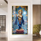 Lord Krishna With Flute Glass Finish Vertical Wall Art