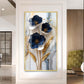 Blue & Gold Serenity Glass Finish Vertical Wall Art