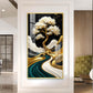 Golden Serenity Tree Glass Finish Vertical Wall Art