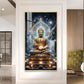 Meditating Buddha Glass Finish Vertical Wall Art