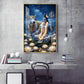 Lord Shiva Meditating Beside Nandi Glass Finish Vertical Wall Art