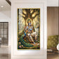 Divine Krishna Ji With Flute Glass Finish Vertical Wall Art
