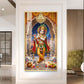 Divine Krishna With Flute Glass Finish Vertical Wall Art