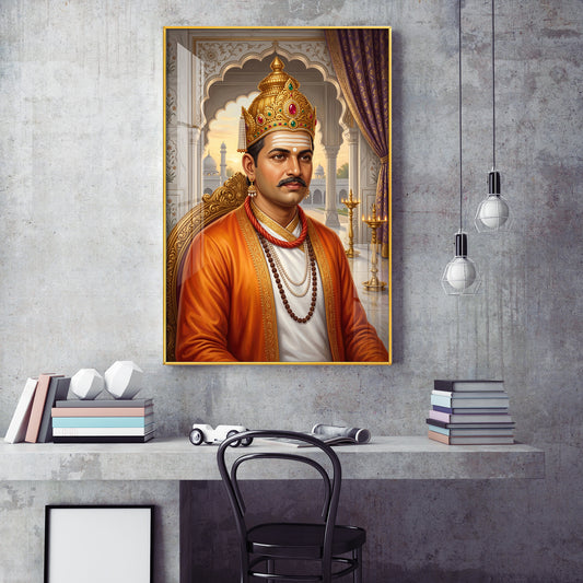 Depicts Basavanna Glass Finish Vertical Wall Art