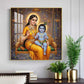 Little Kanha With Yashoda Maa Glass Finish Square Wall Art
