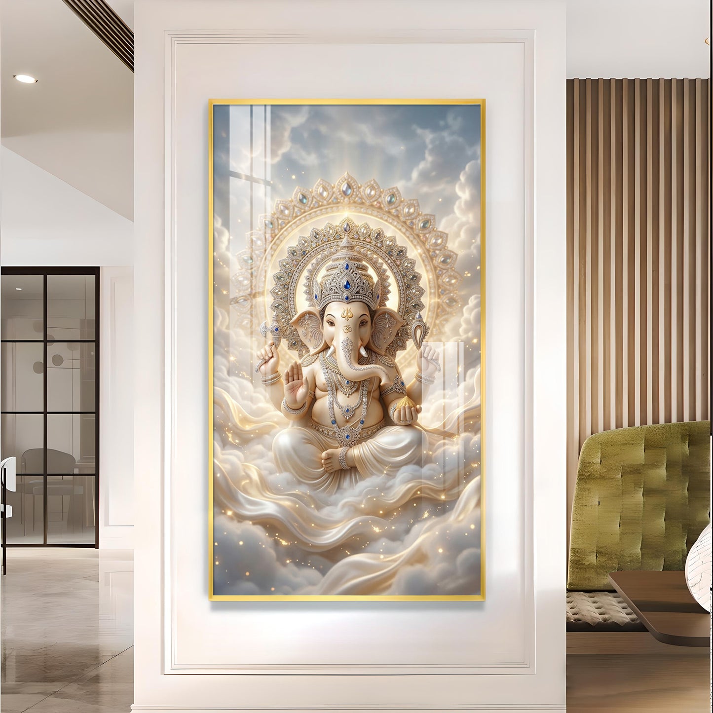 Ganpati Bappa Maurya Glass Finish Vertical Wall Art