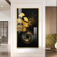 Gold Ginkgo Leaves Glass Finish Vertical Wall Art