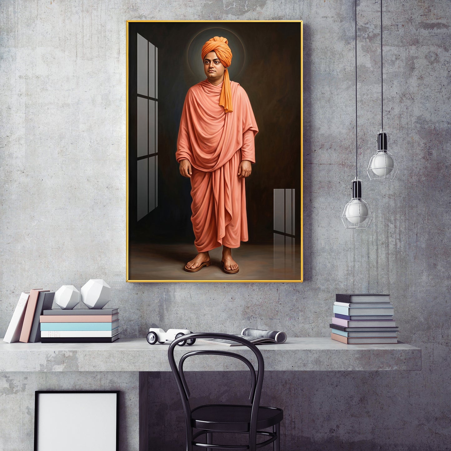Swami Vivekananda Glass Finish Vertical Wall Art