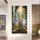 Beautiful Radha Krishna Divine Love Glass Finish Vertical Wall Art