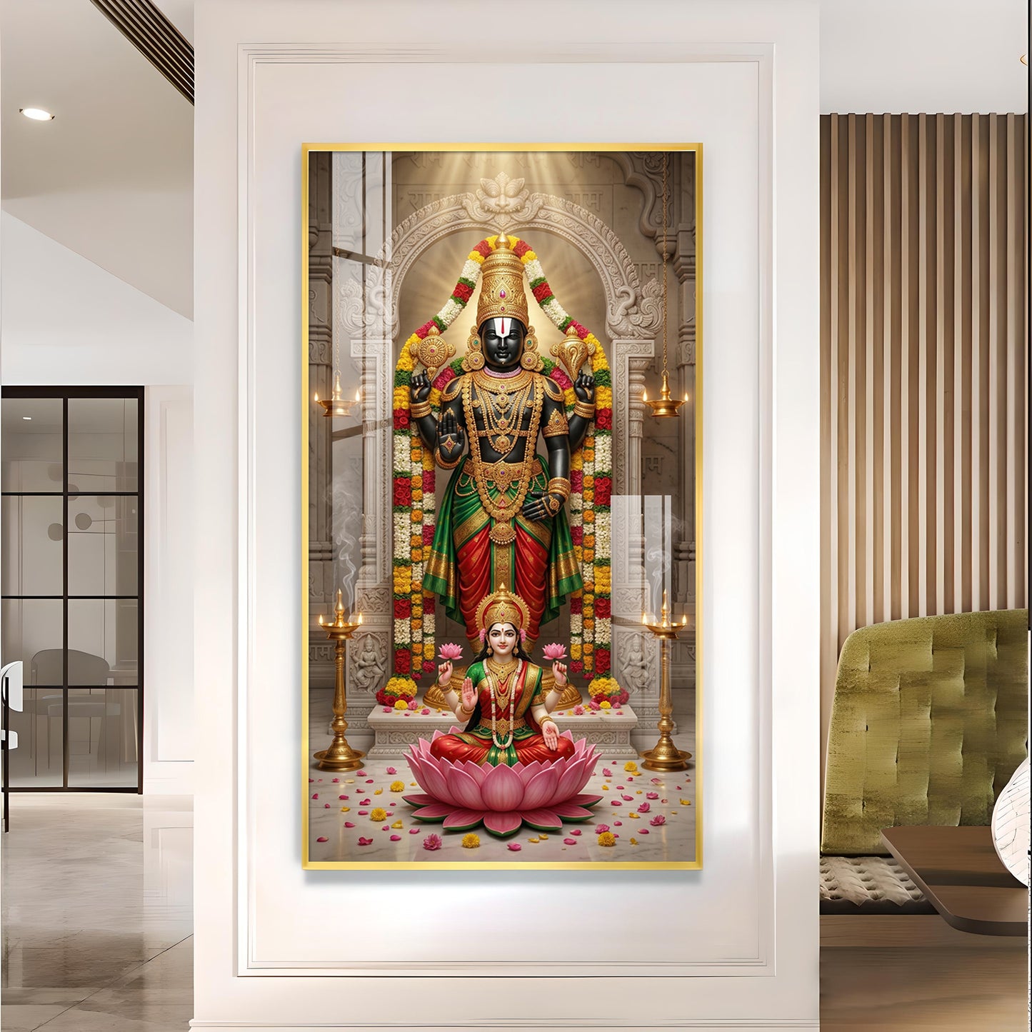 Lord Tirupati Bala Ji Glass Finish Vertical Wall Art