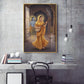 Meera Bai and Krishna Glass Finish Vertical Wall Art