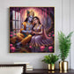 Loving Beautiful Radha Krishna Glass Finish Square Wall Art