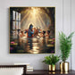 Little Krishna With Sakha Glass Finish Square Wall Art