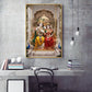 Hindu Deities Radha & Krishna Sitting Together Glass Finish Vertical Wall Art