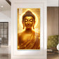 Golden Meditating Buddha Glass Finish Vertical Wall Art