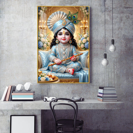 Lord Bal Gopal Glass Finish Vertical Wall Art