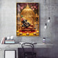 Lord Ganesha Holding A Flute Glass Finish Vertical Wall Art