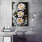 White Lotus With Golden Accents Glass Finish Vertical Wall Art
