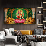 Lakshmi Mata Glass Finish Horizontal Wall Art
