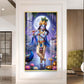 Depicting Lord Krishna Glass Finish Vertical Wall Art
