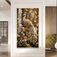 Elegant Peacock Fantasy Glass Finish Vertical Wall Art
