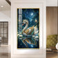 Calm Night Magical Swan Glass Finish Vertical Wall Art