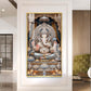 Depicts Lord Ganesha Glass Finish Vertical Wall Art