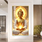 Buddha's Golden Horizon Glass Finish Vertical Wall Art
