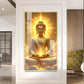 Golden Serenity Buddha Glass Finish Vertical Wall Art
