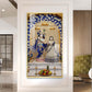 Deities Radha & Krishna Glass Finish Vertical Wall Art