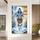 Shiv Parvati Glass Finish Vertical Wall Art