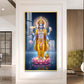 Divine Lord Vishnu Ji On Lotus Glass Finish Vertical Wall Art