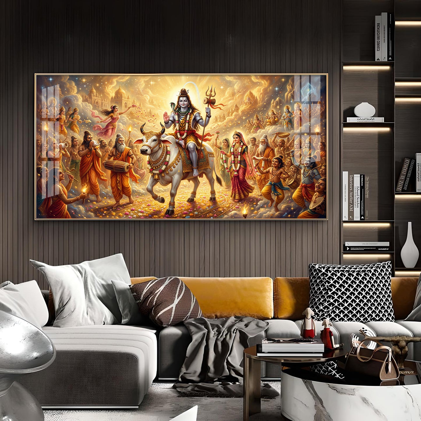 Har Har Mahadev Shambhu Glass Finish Horizontal Wall Art
