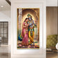 Eternal Bond of Radha Krishna Glass Finish Vertical Wall Art