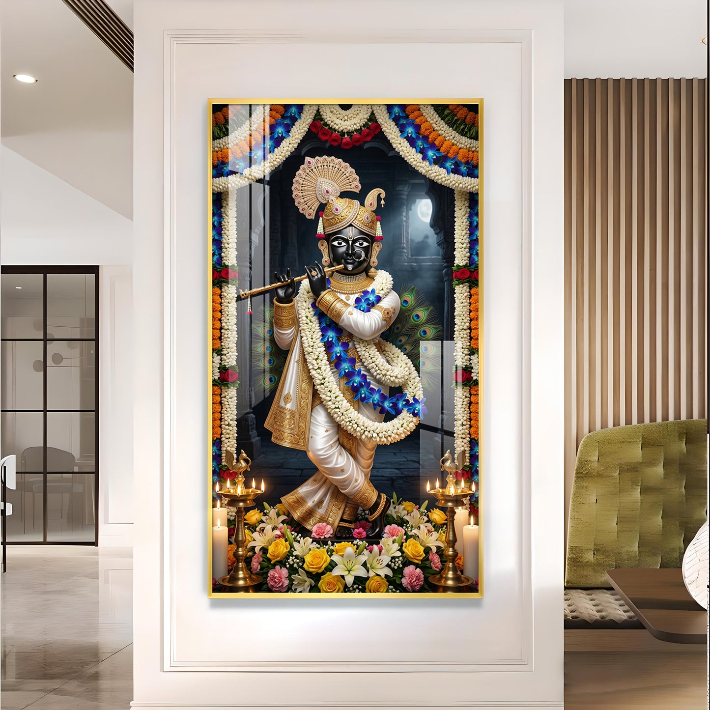 God Shreenath Ji Glass Finish Vertical Wall Art