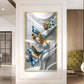 Golden Blue Flutter Glass Finish Vertical Wall Art