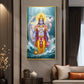 Lord Vishnu With Matsya Avatar Glass Finish Vertical Wall Art