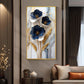 Blue & Gold Serenity Glass Finish Vertical Wall Art