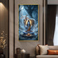 Meditating Lord Shiv With Nandi Glass Finish Vertical Wall Art