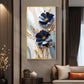 Blue Petal Luxe Flower Glass Finish Vertical Wall Art
