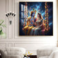 God Radha Krishna Glass Finish Square Wall Art