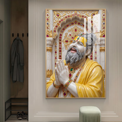 Shri Premanand Ji Maharaj Glass Finish Vertical Wall Art