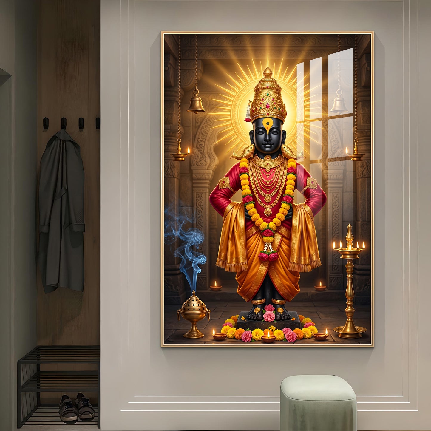 Lord Vithala Glass Finish Vertical Wall Art