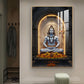 Lord Shiva In A Meditative Pose Glass Finish Vertical Wall Art