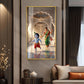 Little kanha With Maa Yashoda Glass Finish Vertical Wall Art